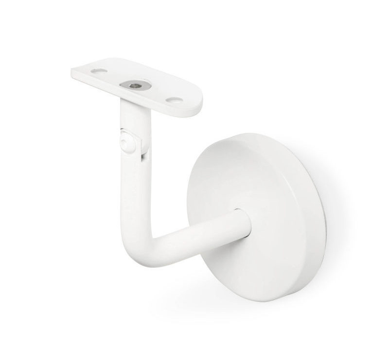 Support de main courante 04 blanc, patin de fixation arrondi réglable