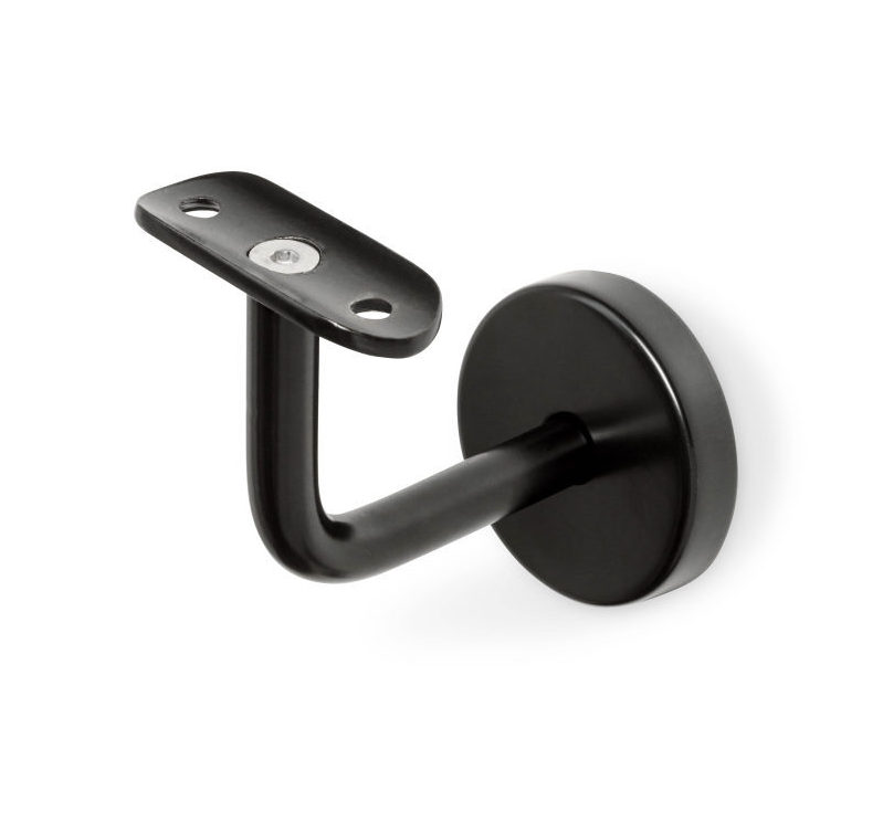 HDLH-Typ-02-runde-Auflage-schwarz Support de main courante 02 noir, patin de fixation arrondi
