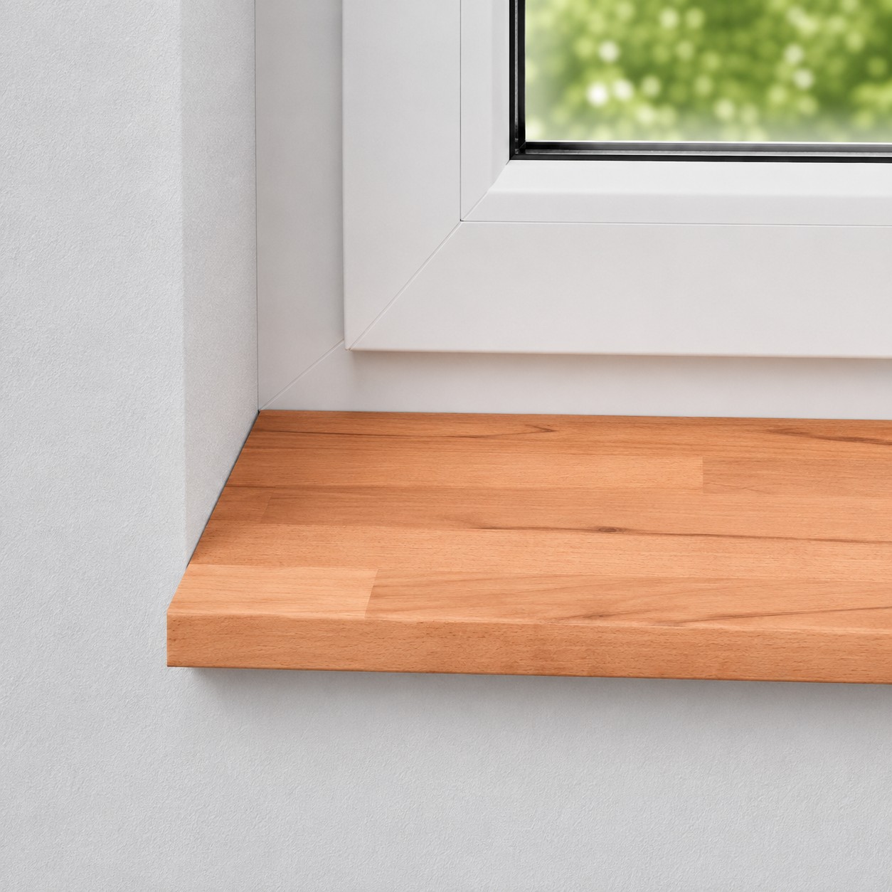 Appui de fenêtre en hêtre de coeur massif feutré avec des lamelles aboutées