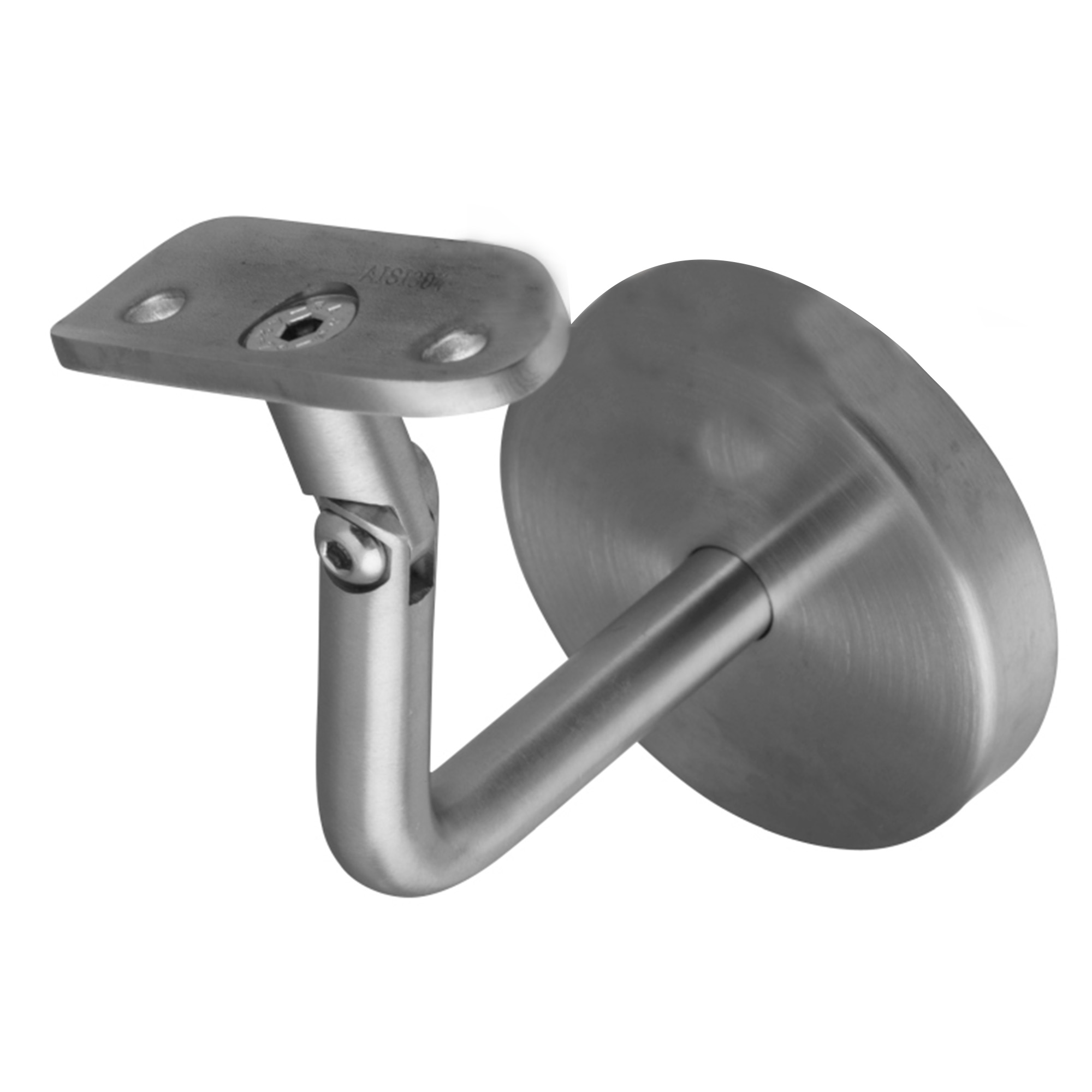 Support de main courante 04 Acier inoxydable, patin de fixation arrondi réglable