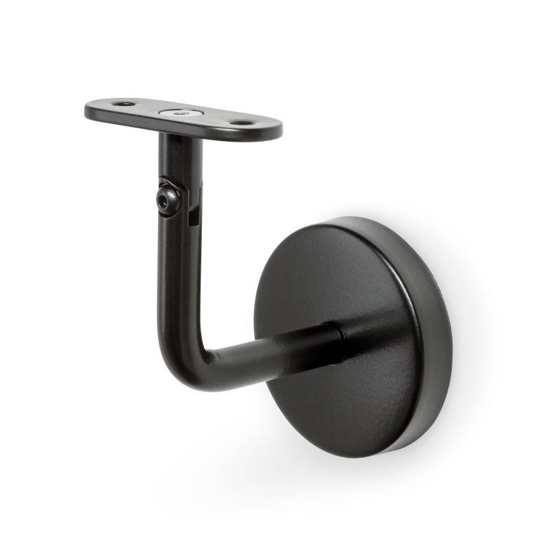 HDLH-Typ-04-gerade-Auflage-schwarz Support de main courante 04 Acier inoxydable, patin de fixation réglable