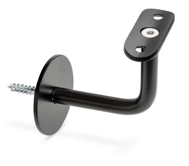 HDLH-Typ-02-1-Punkt-runde-Auflage-schwarz Support de main courante 02 avec tige filetée, patin de fixation arrondi